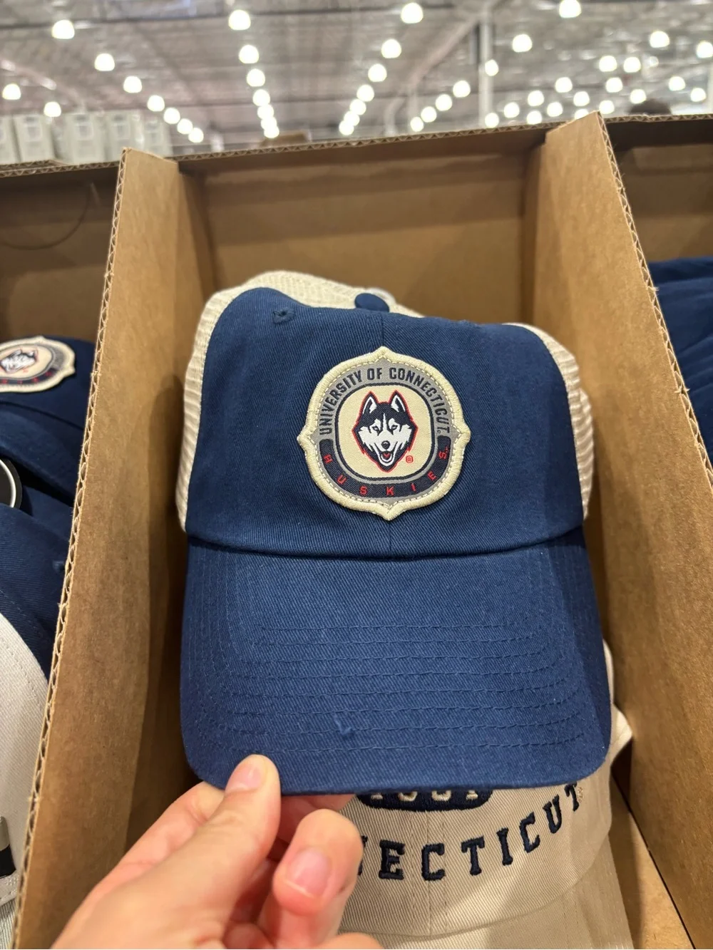 2-pair UCONN Embroidered Baseball Cap HAT- Navy & CREAM NEW WITH TAGS
